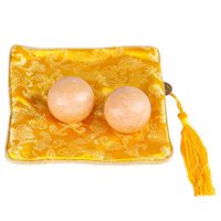 1.4" One Pair Natural Marble Health Exercise Orange Baoding Balls with Bag TQ98