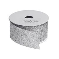 Homeford Princess Glitter Metallic Christmas Ribbon, 1-1/2-Inch, 4 Yards (Silver)