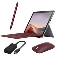Microsoft Surface Pro 7 2 in 1 Touchscreen Tablet 12.3" 2736x1824, 10th Gen i5, 8GB RAM, 128GB SSD, Quad-Core, USB-C, Backlit, Webcam, Win 10 w/Burgundy Type Cover, Pen, Mouse, DP Adapter