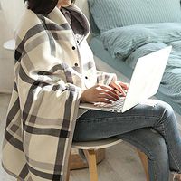 Cozy Blankets for Women-Muicook Multifunction Doublelayer Plaid Blanket,On The Subway, On The Plane Or Lunch Breaks(B,135 x 80 cm)