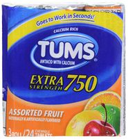 TUMS Extra Strength Assorted Fruit Antacid Chewable Tablets for Heartburn Relief, 3 rolls of 8ct