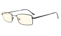 Eyekepper Memory Titanium Bridge Computer Glasses 50% Blue Light Blocking Eyeglasses Amber Tinted Lenses (Black,+0.00)