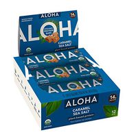 ALOHA Organic Plant Based Protein Bars |Vanilla Almond Crunch | 12 Count, 1.9oz Bars | Vegan, Low Sugar, Gluten Free, Paleo, Low Carb, Non-GMO, Stevia Free, Soy Free, Sugar Alcohol Free