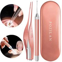 2 Pack Ear Wax Removal Tool with Light - Ear Pick Cleaner Kit for Humans, Earwax Spoon Digger & Tweezers for Ear Health Care Gift Set with Case (Rose Gold)