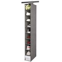 Hanging Shoe Shelves, 10-Shelf Hanging Shoe Organizer for Closet, Shoes Holder Storage Shelves, Shoe Storage Hanging Shoe Holder, Breathable No-wover Fabric for Shoes, Closet, Baby Things, Grey