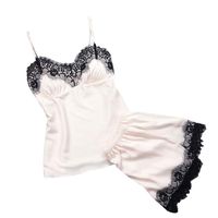 Teddy Babydoll, Lace Women Satin Sleepwear Women Pajamas Sexy Lingerie Nightwear Summer Cami Tops Night Suit Pyjama White XXL