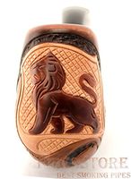 Tobacco Pipe Finished for Tobacco Smoking, 14cm Tobacco Smoking Pipe Lion Zodiac fits 9mm Cooling Filter, Color Brown