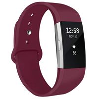 NAHAI Bands Compatible with Fitbit Charge 2, Soft Silicone Replacement Bands Adjustable Sport Wristbands Strap Accessories for Fitbit Charge 2, Women Men, Small, Wine Red