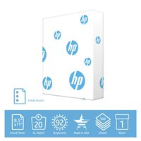 HP Printer Paper Office 20lb, 8.5 x 11, 3 Hole Punched, 1 Ream, 500 Sheets, Made in USA, Forest Stewardship Council Certified Resources, 92 Bright, Acid Free, Engineered For HP Compatibility, 113102R