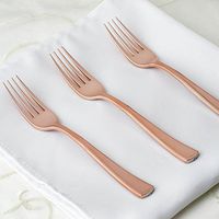 BalsaCircle 72 pcs Rose Gold Metallic Plastic Forks - Disposable Wedding Party Event Catering Tableware