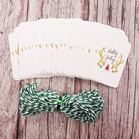 50pcs/lot Merry Christmas DIY Unique Gift Tags Joy to World tag Small Card Optional String DIY Craft Label Party Decor (Holly Jolly)