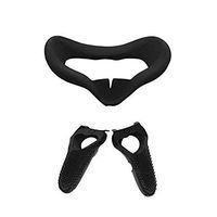 MASiKEN Silicone Face Mask + Touch Controller Skin Cover for Oculus Quest, Premium Face Pad Face Cushion Cover Sweatproof Lightproof (Black)