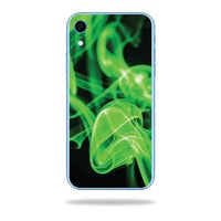 MightySkins Skin Compatible with Apple iPhone XR - Green Flames | Protective, Durable, and Unique Vinyl Decal wrap Cover | Easy to Apply, Remove, and Change Styles | Made in The USA