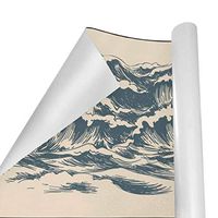 Gift Wrapping Paper Roll Cartoon Sea Wave for Birthday,Holiday,Wedding,Baby Shower Gift Wrap - 3Rolls - 58inch x 23inch Per Roll