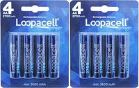 Loopacell AA Ni-MH 2700mAh Rechargeable Batteries (Pack of 8)