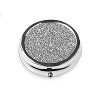 Pill Box - Lizimandu Compact 3 Compartment Medicine Case, Pill Box for Pocket or Purse (4-Pillbox-Flash Sliver Leather)