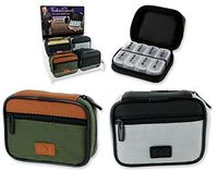 Pill Box Men's 2 Pcs 7-Day Compartment Zip Case with Outer Pocket Green & Grey