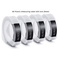 Airmall 4 Rolls Replace Dymo Embossing Tape 3D Plastic Label Tapes 520109 Black Glossy Finish Self-Adhesive Label for Embossing Label Makers, 3/8 Inch x 9.8 Feet