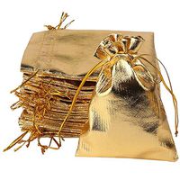 YUKUNTANG 100 Pcs Gold Drawstring Organza Bags Party Wedding Favor Gift Jewelry Bags 5x7 Inch Drawstring Pouches