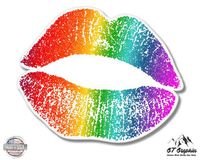 GT Graphics Rainbow Kiss Lips Pride - 5" Vinyl Sticker - for Car Laptop I-Pad - Waterproof Decal