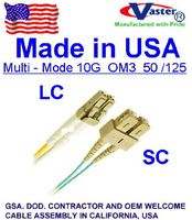 3 Pcs / Pack, 15 M SC- LC 10G OM3 (Made in USA) 50/125 Multimode FIBER-AQUA