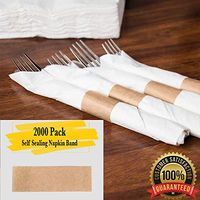 MM Foodservice Self Sealing Napkin Band, Pack of 2000 Self-Adhering Paper Napkin Band (Kraft)