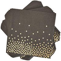 Gold Foil Polka Dot Party Dinner Napkins (Black, 50 Pack)