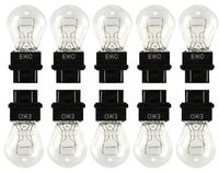 EIKO 3157 12.8V and 14v Double Filament, Plastic Wedge Base, Taillight,Turn Signal, Parking or Brake Light Bulb (Pack of 10)