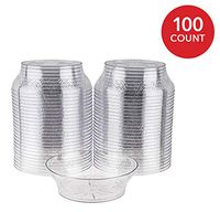 Ice Cream Cups (100 Count) 10 Oz Clear Plastic Dessert Bowls with Floral Design, Disposable Party Cups for Dessert, Ice Cream Sundae, Candy, Salsa - Small Serving Bowls, 10 Ounce