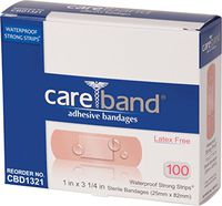 CareBand Waterproof Bandage Strip with Island Pad, 1quot; x 3-1/4quot;