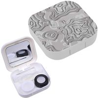 Portable Contact Lens Case Box Travel Kit Mirror + Bottle + Tweezers Container Holder [ Curved Shapes ]