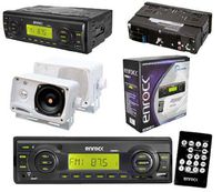 Black Marine Boat Radio USB AUX Input Media Receiver Pair of 3.5" Box Speakers