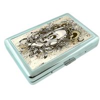 Metal Silver Cigarette Case Holder Box Skull Design-004