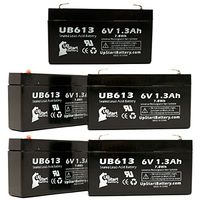 5 Pack Replacement for EAGLE PICHER BATTERIES CF6V13 Battery - Replacement UB613 Universal Sealed Lead Acid Battery (6V, 1.3Ah, 1300mAh, F1 Terminal, AGM, SLA) - Includes 10 F1 to F2 Terminal Adapters