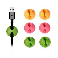 Universal Desktop Cable Clips, Colorful Cord Organizer Cable Management 6pcs Desk Wire Cable Holder Wire Holder System - 6 Pack Adhesive Cord Hooks - Home, Office, Car, Desk Accessories