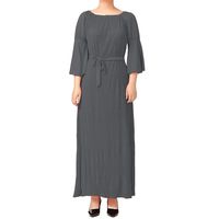 Other-sey Women Robe Abaya Islamic Muslim Middle East Maxi Dress Print Casual Long Sleeves Kaftan Evening Dress Party Dress Gray