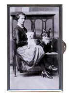 Victorian Woman with 2 Dogs Funny Sweet Antique Photo Decorative Pill Box