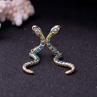 1set Accessories Fashion Cute Jewelry Stud Earrings Crystal Snake Earrings Blue Good Fine Women Womens Cheap Novelty Pendant Girls Pretty Brides Comfortable