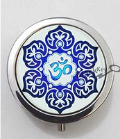 BlackKey Om Symbol Lotus Flower Yoga 3-Compartment Decorative Pocket Gift Box Case Organizer for Pill, Color 1-144