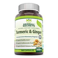 Herbal Secrets Turmeric & Ginger 500 Mg Veggie Capsules (Non-GMO) - Antioxidant & Anti-Inflammatory Properties, Support Digestive Function, Healthy Heart Rate & Brain Function* (360 Count)