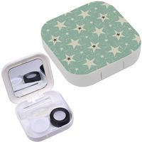Portable Contact Lens Case Box Travel Kit Mirror + Bottle + Tweezers Container Holder [ Stars On Shabby ]