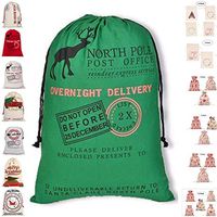 ForrestShop Christmas Bags, Burlap/Canvas Gift Bags, Santa Sacks, Drawstring Gift Bags for Kids | Multiple Sizes & Patterns | Goodie, Favors, Treats, Presents