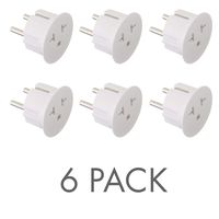 6PKSCHUKO Heavy Duty Grounded USA American to European German Schuko Outlet Plug Adapter - 6 Pack