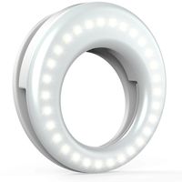 Ring Light for Camera [Rechargable Battery] Selfie LED Camera Light [36 LED] for iPhone iPad Sumsung Galaxy Photography Phones, White