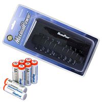 MaximalPower FCAA-8A+AA8B-1600 8 x AA 1600mAh Ni-Mh Rechargeable Batteries and 8 Ports AA AAA Ultra Fast Charger Combo (Black)