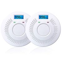 Combination Photoelectric Smoke Detector and Carbon Monoxide Detector Alarm Digital Display, Protect Your Home from Fire and Gas Leaks 2 Pack