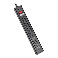 Tripp Lite 4 Outlet Surge Protector Power Strip, 6ft Cord, 450 Joules, 4 USB Charging Ports, Led, 10K Insurance (TLM446USBB), 14.25in. X 4.75in. X 2.00in
