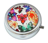 WuCong Flowers and Butterflies Custom Fashion Design Glass Round Pill Case Western Medicine Tablet Holder Decorative Box