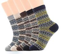 6 Pairs Wool Warm Winter Socks for Men - Casual Crew Wool Socks