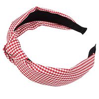 HNTDG 6 Pieces Knotted Headbands for Women Grid Hairband Bow Tie Velvet Wide-Brimm Headwrap Hair Band